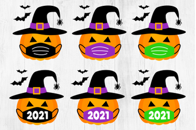 Pumpkin Face Mask 2021 Clipart, Halloween Clipart, Pumpkins