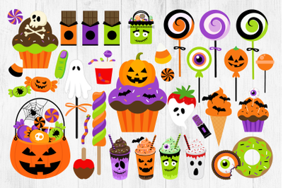 Halloween Candy Clipart, Halloween Treats, Cupcake, Candy, Donuts,