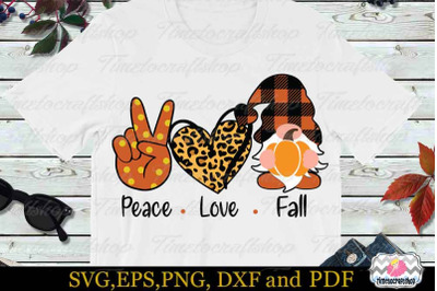 Peace Love Fall SVG, Fall Gnomes SVG, Thanksgiving Gnome SVG