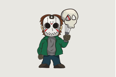 Halloween Jason Voorhees and Skull in his hand