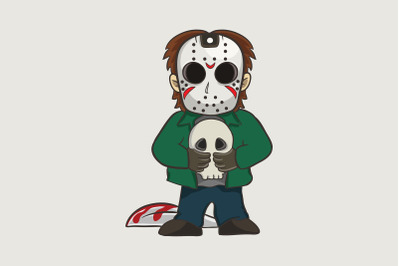 Halloween with Jason Voorhees and skull