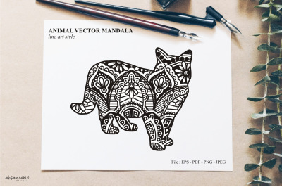 Animal Vector Mandala Line Art Style