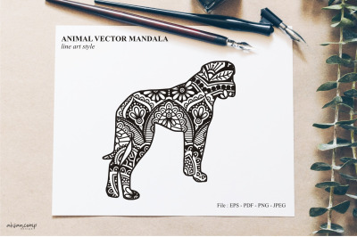 Animal Vector Mandala Line Art Style