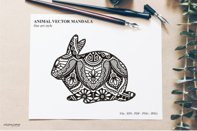 Animal Vector Mandala Line Art Style