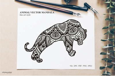 Animal Vector Mandala Line Art Style