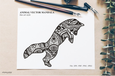 Animal Vector Mandala Line Art Style