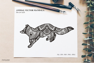 Animal Vector Mandala Line Art Style