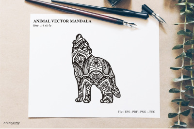 Animal Vector Mandala Line Art Style