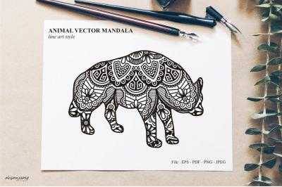 Animal Vector Mandala Line Art Style