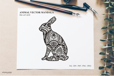 Animal Vector Mandala Line Art Style