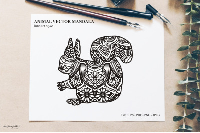 Animal Vector Mandala Line Art Style