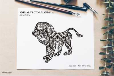 Animal Vector Mandala Line Art Style