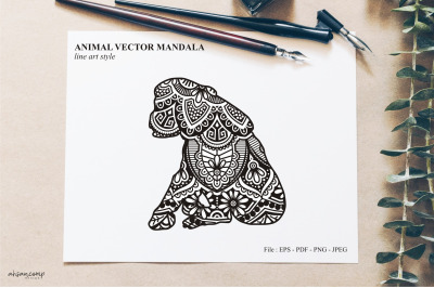 Animal Vector Mandala Line Art Style