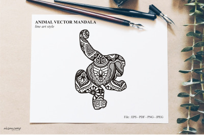 Animal Vector Mandala Line Art Style