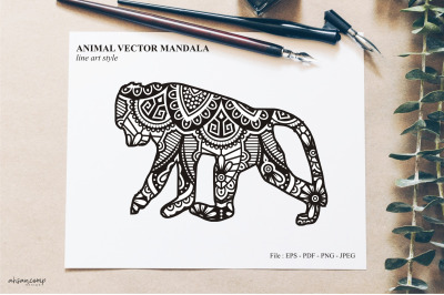 Animal Vector Mandala Line Art Style