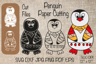 Penguin SVG. Penguin Cut Files. Penguin Paper Cut