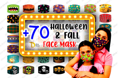 Halloween &amp; Fall Face mask Sublimation Designs Bundle