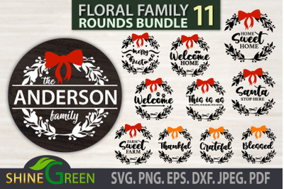 Christmas Ornament SVG Bundle, Family Monogram- Floral Frames