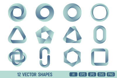 12 gradient logos templates. Vector color symbols.