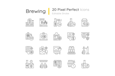 Brewing pixel perfect linear icons set