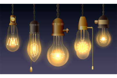 Hanging retro light bulbs