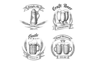 Brewing sketch logo set