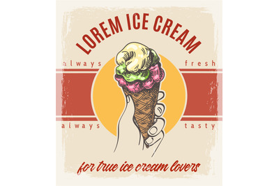 Delicious icecream vintage poster