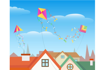 City flying kites