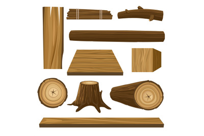 Cartoon wood logs and timber