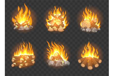 Wooden campfire set