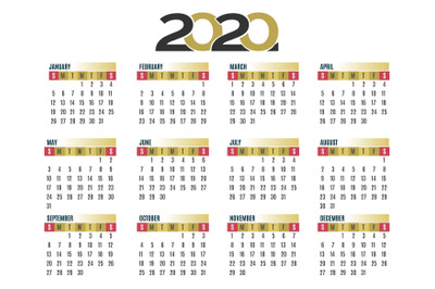 Wall calendar 2020