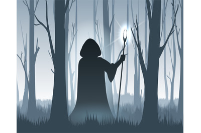 Forest wizard silhouette