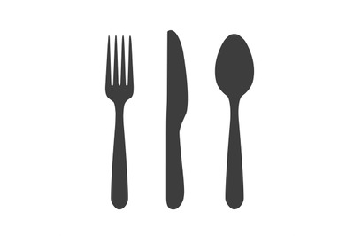 Fork knife spoon black silhouettes