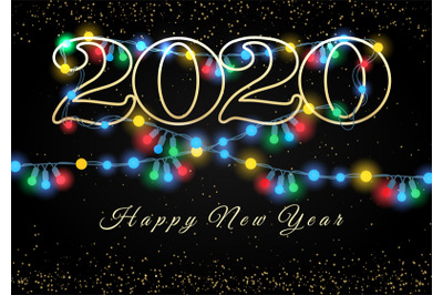 New year 2020 garlands background