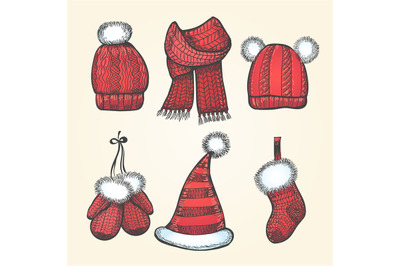 Xmas knitting hats, scarves, gloves