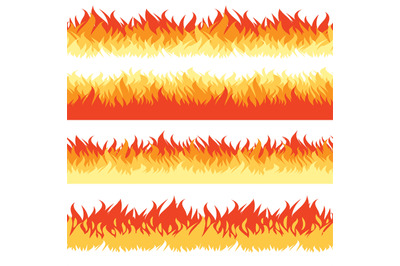 Red fire seamless borders