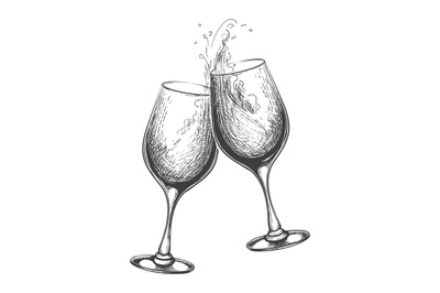 Hand drawn wine toast