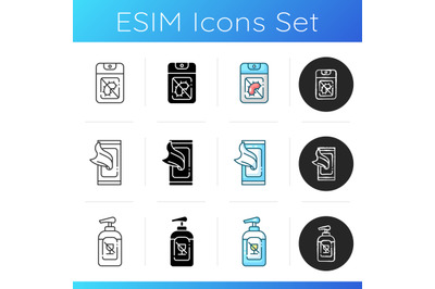 Disinfectant sanitizers icons set