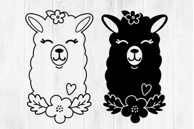 Llama SVG, Llama Clipart, Llama Face, Floral Llama, Cute Llamas