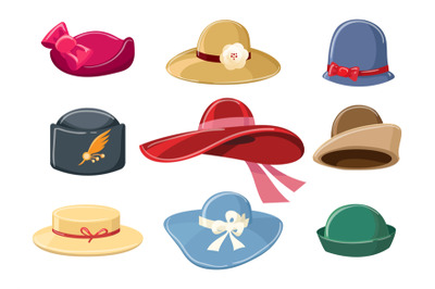 Cartoon hats set