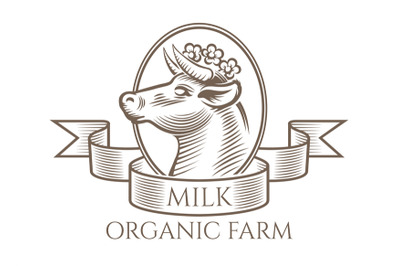 Cow engraving logo