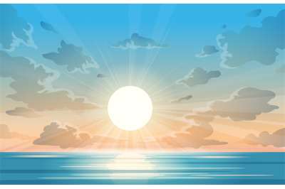 Ocean sunrise illustration