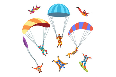 Skydivers or parachutists