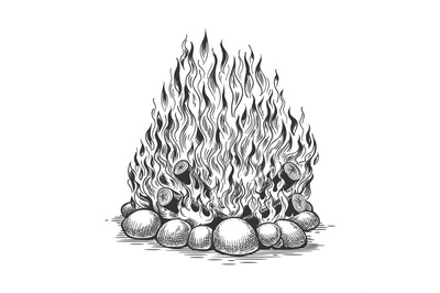 Bonfire sketch icon