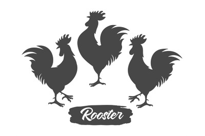 Rooster black silhouettes