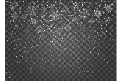 Snowflakes fall transparent pattern