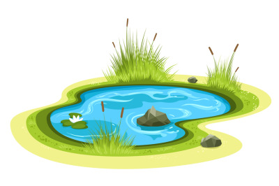 Cartoon garden pond