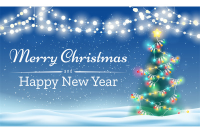 Merry christmas tree outdoor background