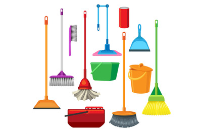 Dustpans brooms mops cleaner supplies