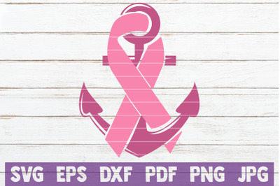 Pink Ribbon Anchor SVG Cut File